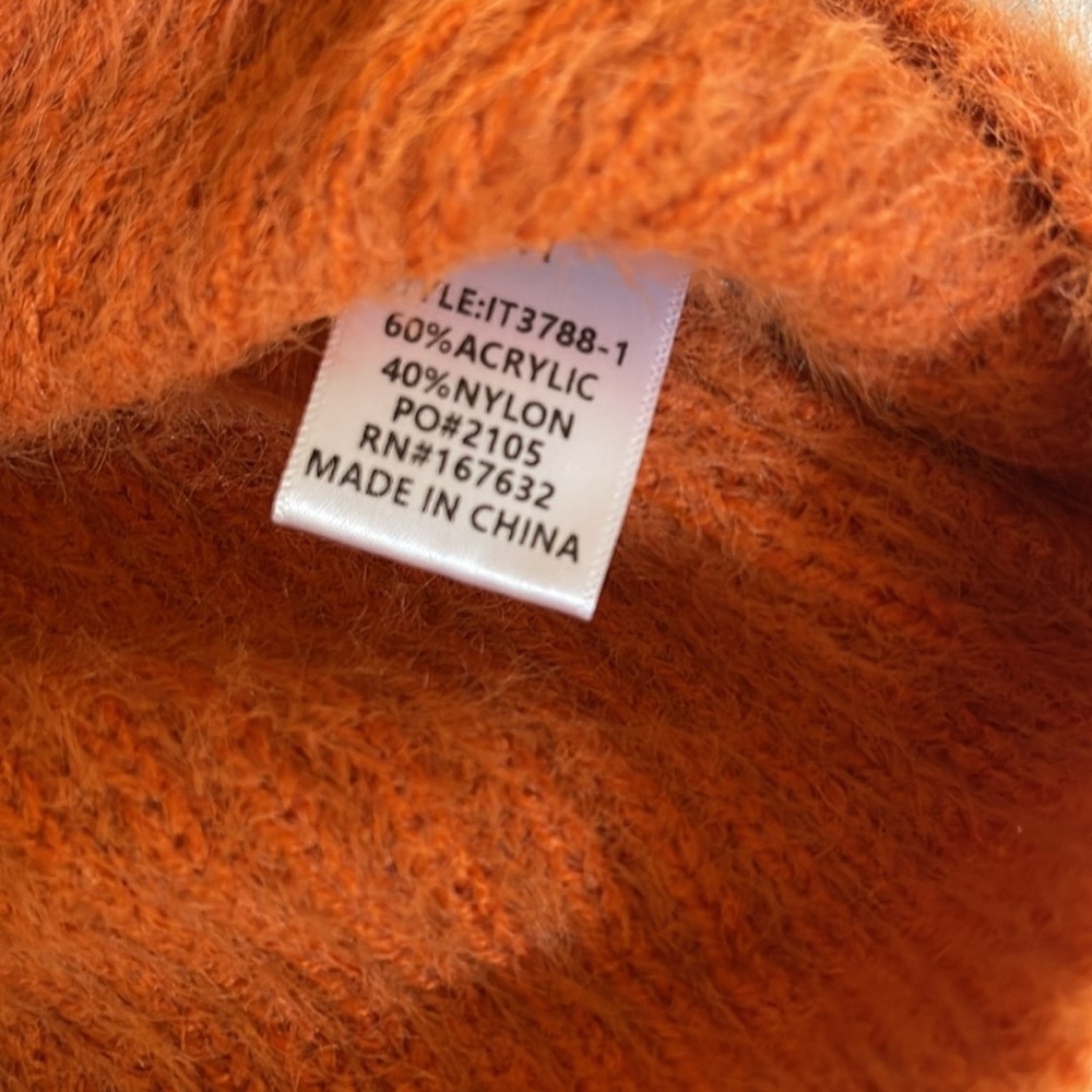 Kelsis Orange Off-Shoulder Fuzzy Sweater - Picture 8 of 8